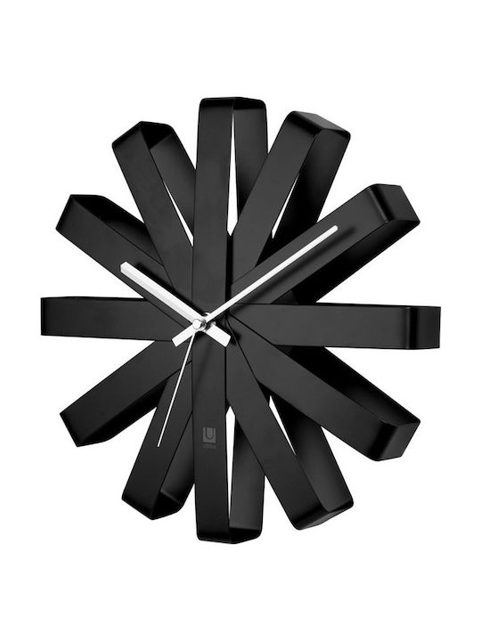 Umbra Ribbon 3D Silent Wall Clock Metallic Black Ø30cm