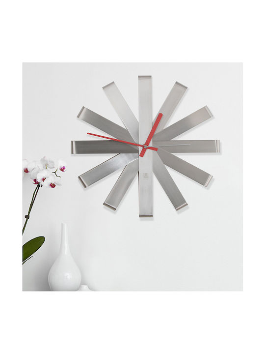 Umbra Ribbon 3D Silent Wall Clock Metallic Silver Ø30cm