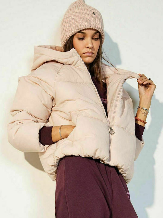 Beanie Feminin Căciulă cu Tricotaj Rib Beige/Humus