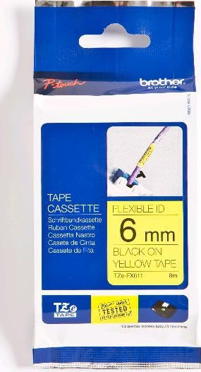 Brother Label Maker Tape 8m x 6mm In Yellow Colour Compatible With Brother TZe/TZ