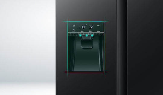 Hisense Side-by-Side Kühlschrank 562Es Total NoFrost H179.3xB90.8xT68.7cm. Schwarz RS694N4TFE
