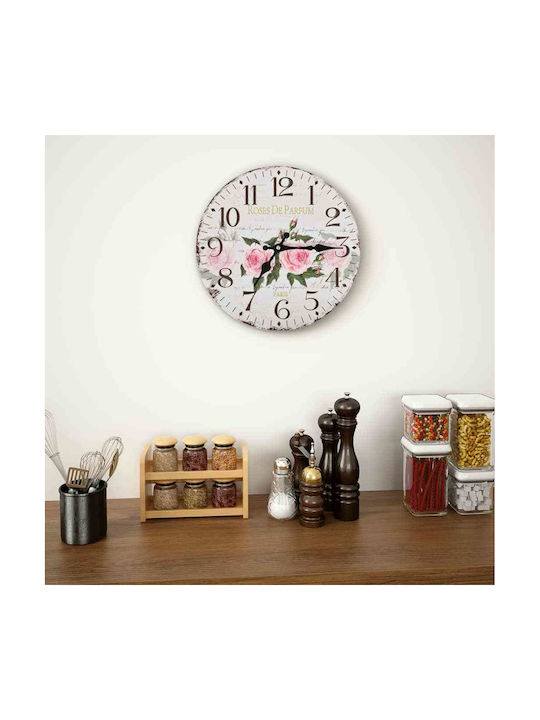 vidaXL Antique Wall Clock Wooden Ecru Ø30cm