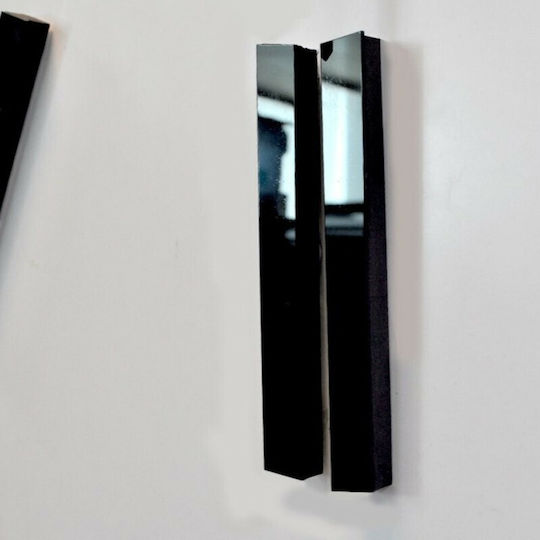 3D DIY Mirror Giant 3D Ρολόι Τοίχου Αυτοκόλλητο Πλαστικό Μαύρο