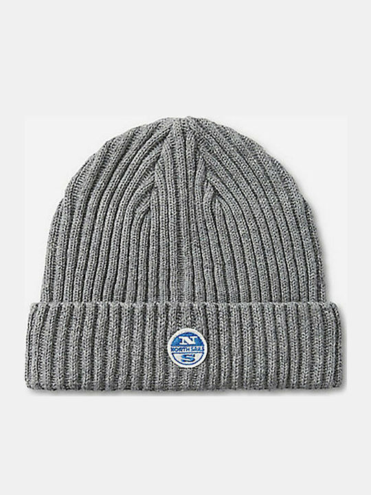 Logo Patch Beanie Männer Beanie mit Rippstrick in Gray Farbe