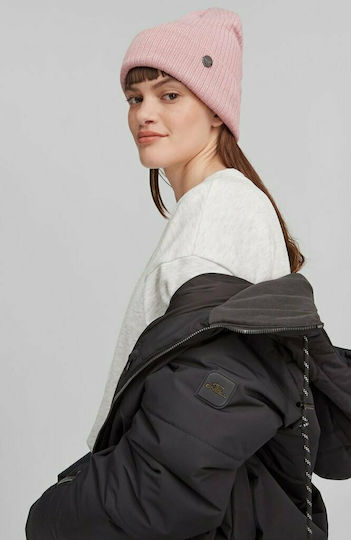Beanie Γυναικείος Σκούφος με Rib Πλέξη σε Ροζ χρώμα