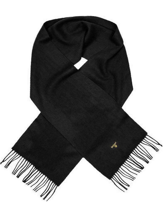 Plain Lambswool Men's Wool Scarf Black