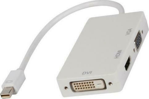 Valueline VLMP 37465 W0.20 Converter mini DisplayPort male to DVI-I / HDMI / VGA female White 1pcs