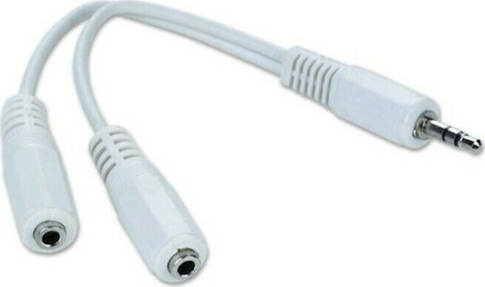 Cablexpert CCA-415W Μετατροπέας 3.5mm male σε 3.5mm 2x female Λευκό 1τμχ