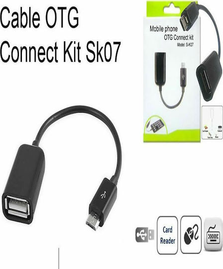 Black Converter micro USB male to USB-A female 1pcs