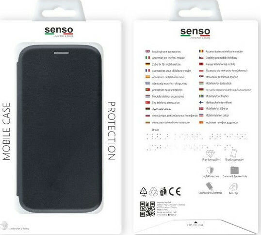 Senso Oval Stand Book Δερματίνης Μαύρο (iPhone X / Xs)