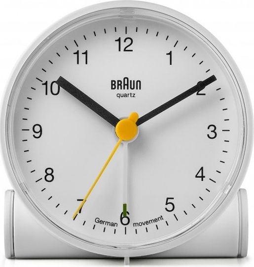 Braun Geräuschloses Tischuhr LCD mit Wecker Weiß BNC001WH
