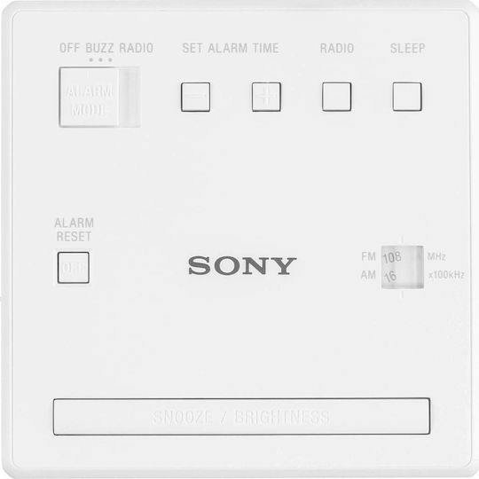 Sony Tischuhr Digital LED Kunststoff mit Wecker & Tischradio Weiß ICF-C1W