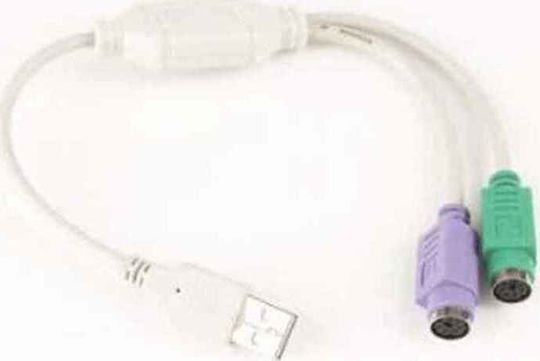 Cablexpert CABLEXPERT UAPS12 Converter USB-A male to PS/2 female White 1pcs