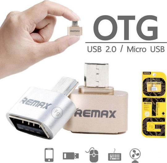 Remax RA-OTG Μετατροπέας micro USB male σε USB-A female Ασημί 1τμχ