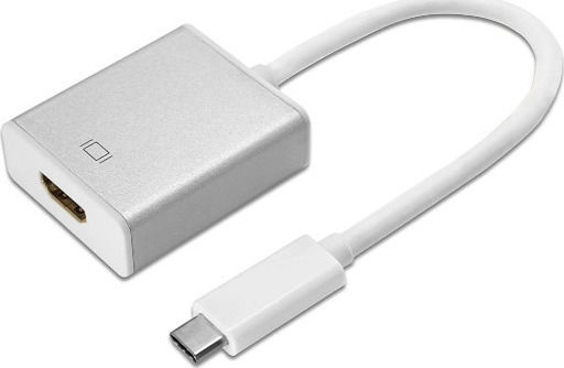 Ksix Μετατροπέας USB-C male σε HDMI female Λευκό 1τμχ