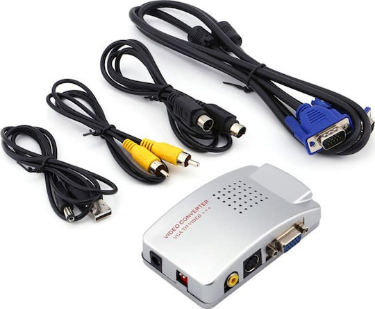 PowerPlus CVA-3002 Μετατροπέας VGA female σε S-Video female Ασημί 1τμχ