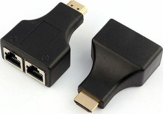 DeTech HDMI Männlich Zu RJ-45 2x Weiblich 1 Stück