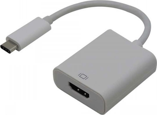 Ksix Μετατροπέας USB-C male σε HDMI female Λευκό 1τμχ
