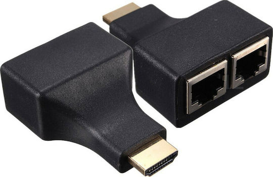 DeTech HDMI Männlich Zu RJ-45 2x Weiblich 1 Stück