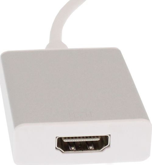Ksix Μετατροπέας USB-C male σε HDMI female Λευκό 1τμχ