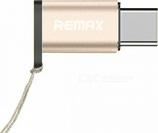 Remax RA-USB1 Μετατροπέας USB-C male σε micro USB female Gold Χρυσό 1τμχ