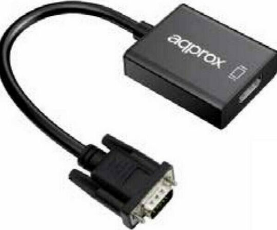 Approx Конвертор VGA мъжки към HDMI женски Черен 1бр appC25