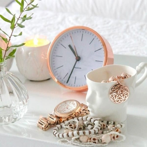 Karlsson Minimal Copper Silent Tabletop Clock with Indicators Metal with Alarm Clock Copper KA5536WH