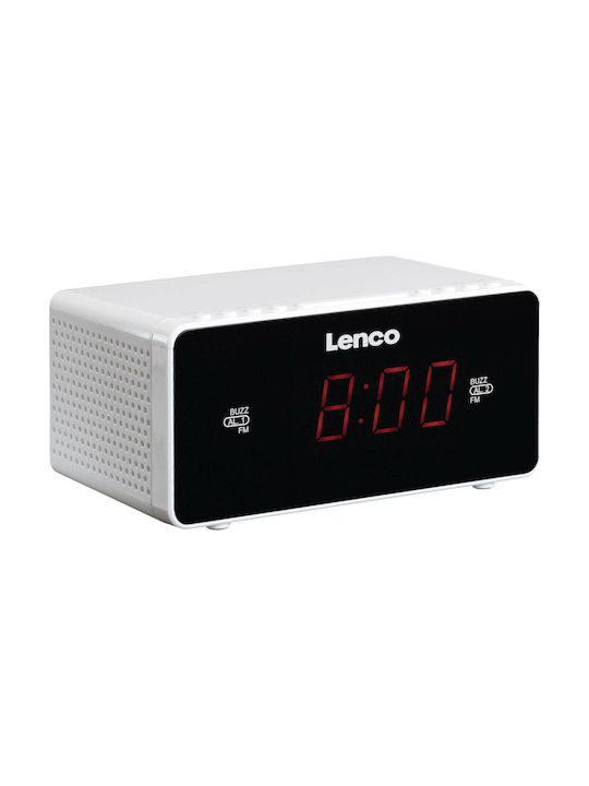 Lenco CR510W Tabletop Digital Clock with Alarm & Radio White CR-510