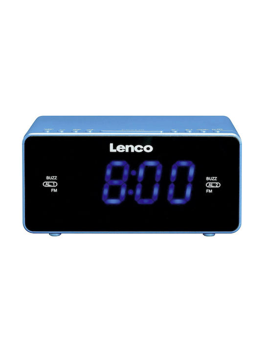 Lenco CR520B Tabletop Digital Clock with Alarm & Radio Blue CR-520