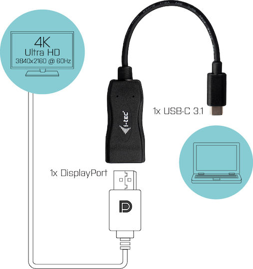 i-tec Converter USB-C male to DisplayPort female 1pcs C31DP