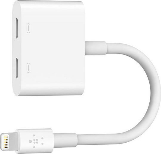Belkin Μετατροπέας Lightning male σε 3.5mm / Lightning female Λευκό 1τμχ F8J212btWHT