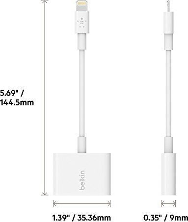 Belkin Μετατροπέας Lightning male σε 3.5mm / Lightning female Λευκό 1τμχ F8J212btWHT