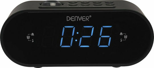 Denver CRP-717 Black Επιτραπέζιο Ψηφιακό Ρολόι LED Πλαστικό με Ξυπνητήρι & Ραδιόφωνο Μαύρο 11113100380