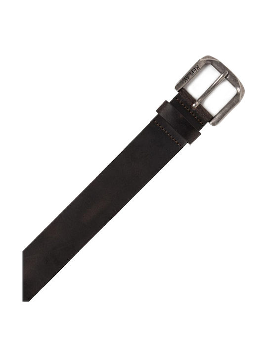 Wide Men's Belt Leather Brown