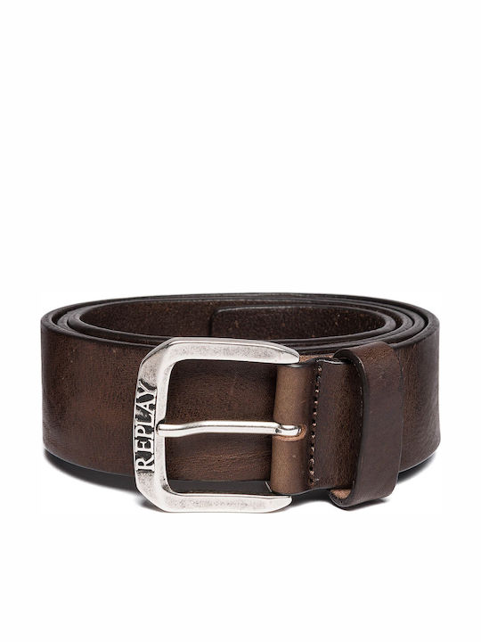 Wide Men's Belt Leather Brown