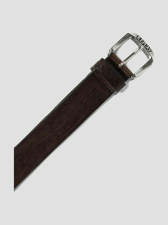 Wide Men's Belt Leather Brown