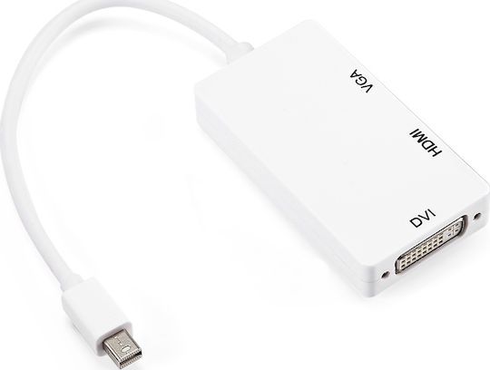 Конвертор Thunderbolt мъжки към DVI-D / HDMI / VGA женски Бял 1бр