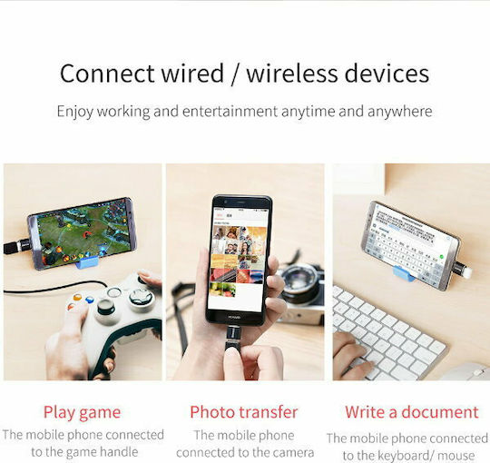 Baseus Конвертор USB-C мъжки към USB-A женски Черен 1бр CATOTG-01