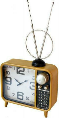 SP Souliotis Analog Tabletop Clock Metal Yellow