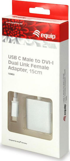Equip Μετατροπέας USB-C male σε DVI-I female Ασημί 1τμχ 133453