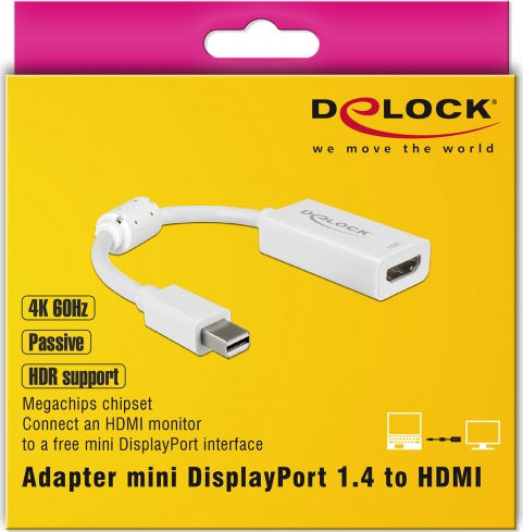 DeLock Konverter Mini-DisplayPort männlich zu HDMI weiblich Weiß 1Stück 63935