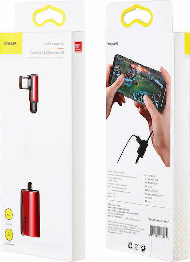 Baseus L45 Μετατροπέας USB-C male σε 3.5mm / USB-C female Κόκκινο 1τμχ