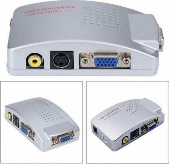 Andowl Qyv01 VGA Converter Female To RCA S-Video VGA Female Silver