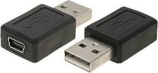 Powertech Конвертор USB-A мъжки към мини USB женски Черен 1бр CAB-U111
