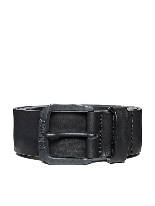 Wide Men's Belt Leather Black