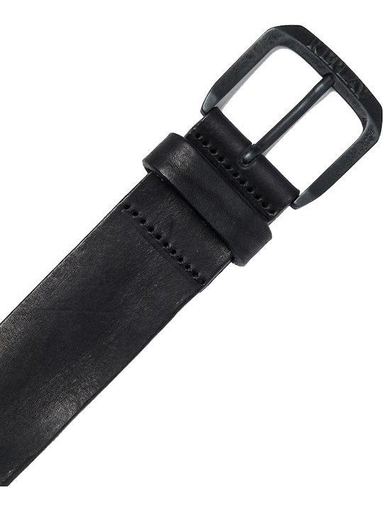 Wide Men's Belt Leather Black