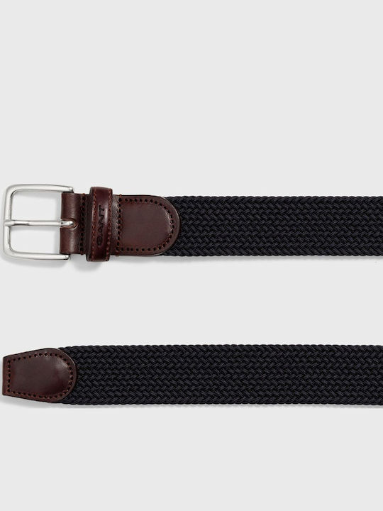 Elastic Men's Belt Fabric Knitted Navy Blue