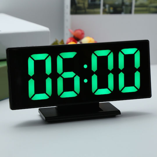 DS-3618L Tabletop Digital LED Plastic Clock with Alarm Clock Green