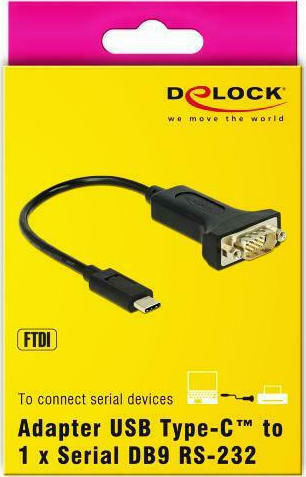 DeLock Μετατροπέας USB-C male σε Serial male 1τμχ 63908