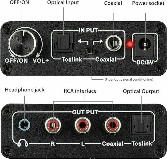 NK-C6 Converter Coaxial Toslink Female To 3.5mm RCA Toslink Female 1 Piece